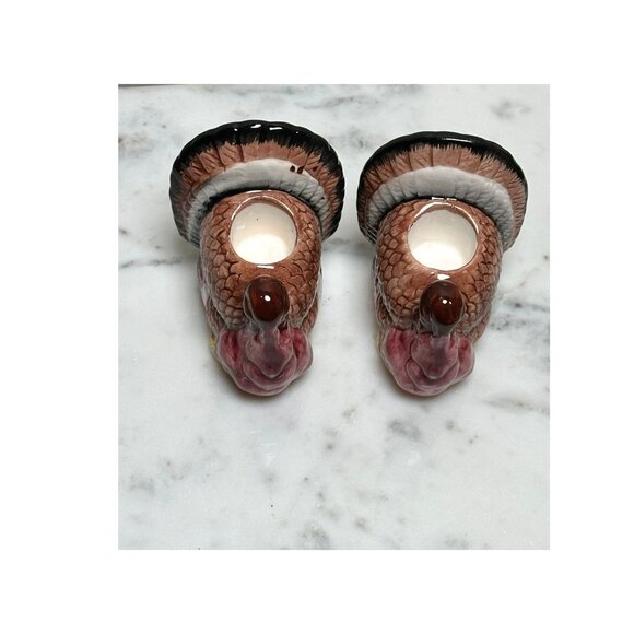 Vintage Ceramic Thanksgiving Turkey Taper Candle Holders Set Of 2 Fall Harvest - Picture 5 of 8